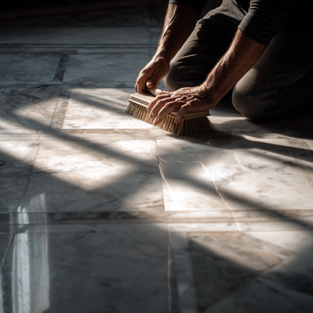 Detailed marble brushing in a private mansion in Paris